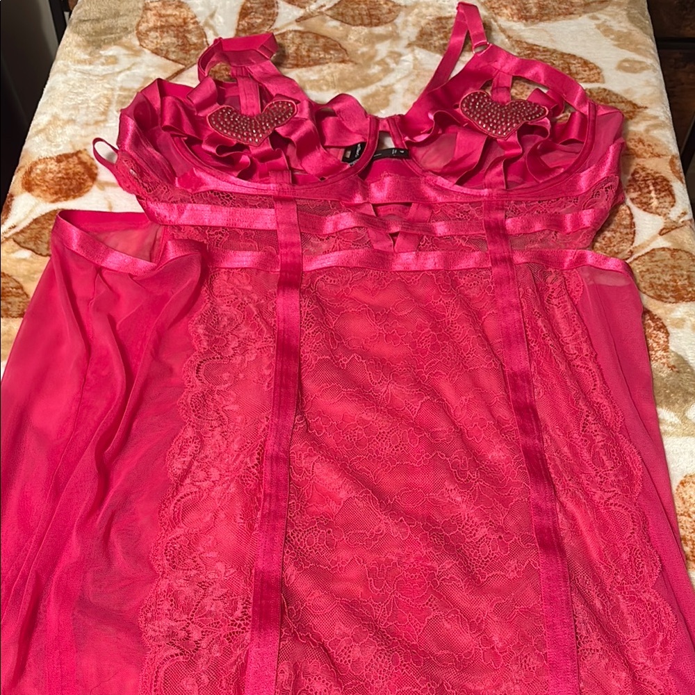 Torrid Vibrant Pink Lace Chemise
